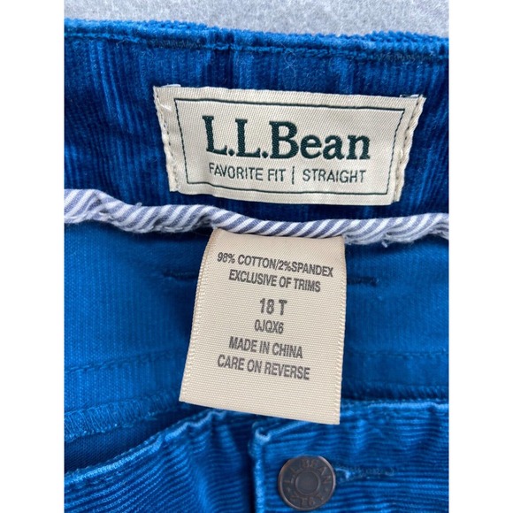 LL Bean Pants Womens Sz 18T Tall Blue Corduroy Straight Leg Favorite Fit Stretch - Picture 10 of 12